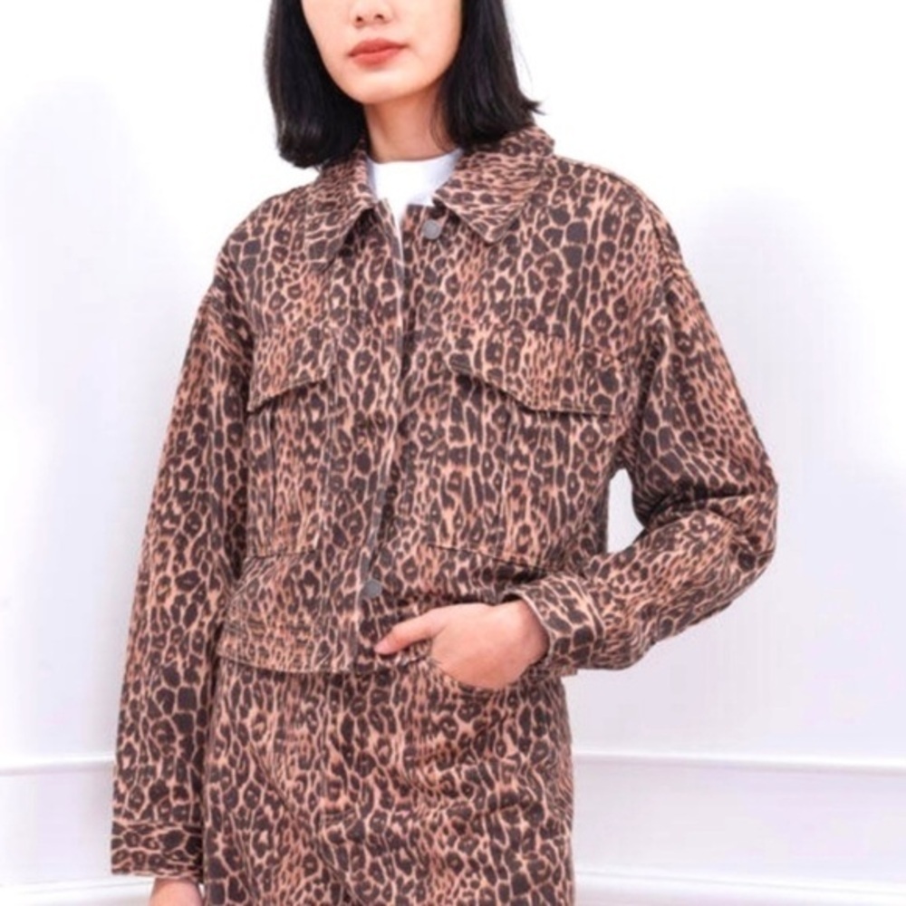 C/MEO Collective Reiterate Jean jacket leopard